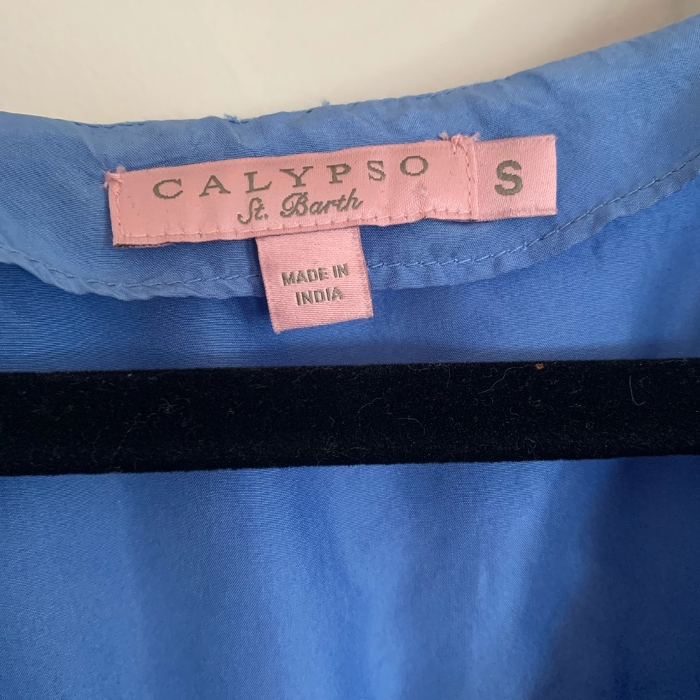 Calypso St. Barth Blue Silk Shift Dress, Sz. Small - Picture 3 of 8